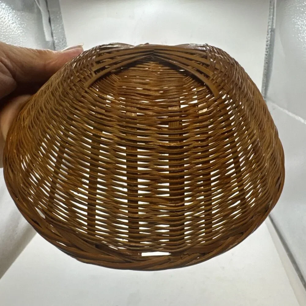 Vintage Wicker Basket w/ Long Handle Church Offering Basket 18.5 In